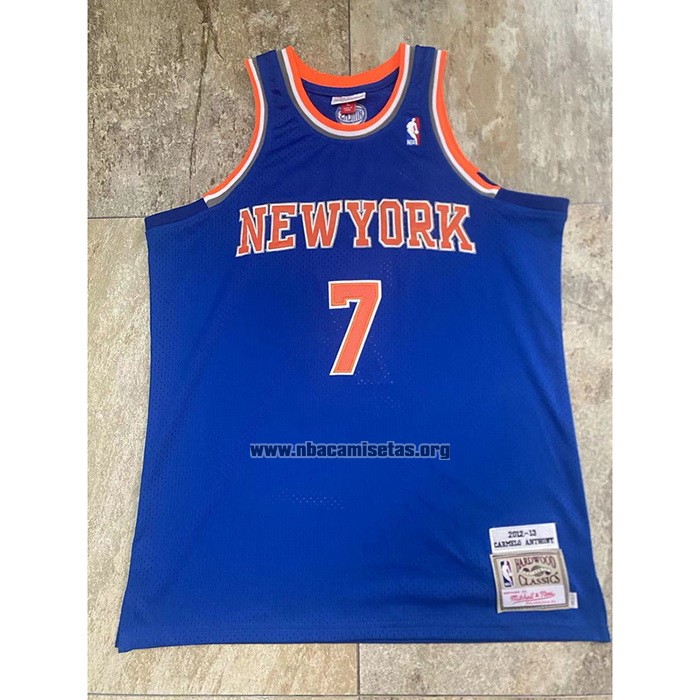 Camiseta New York Knicks Carmelo Anthony NO 7 Mitchell & Ness 2012-13 Azul